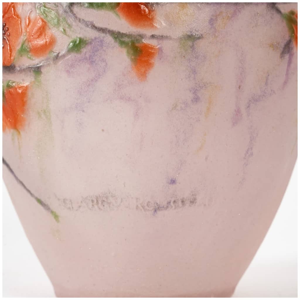 1920 Gabriel Argy Rousseau – Vase Fleurs De Pêchers Pâte De Verre 5