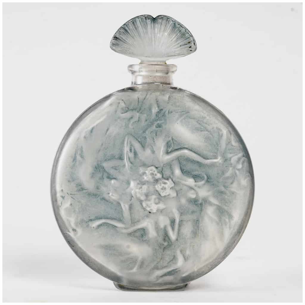 1912 René Lalique – Rosace Bottle Figurines White Glass with Blue Patina 3