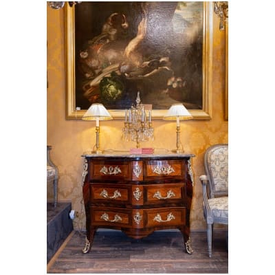 Jean-Charles Ellaume 1714-1763 Commode en bois de violette et palissandre époque Louis XV