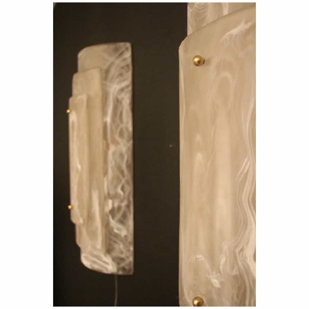 Pair of Large Murano Glass Sconces with Alabaster Decor 16