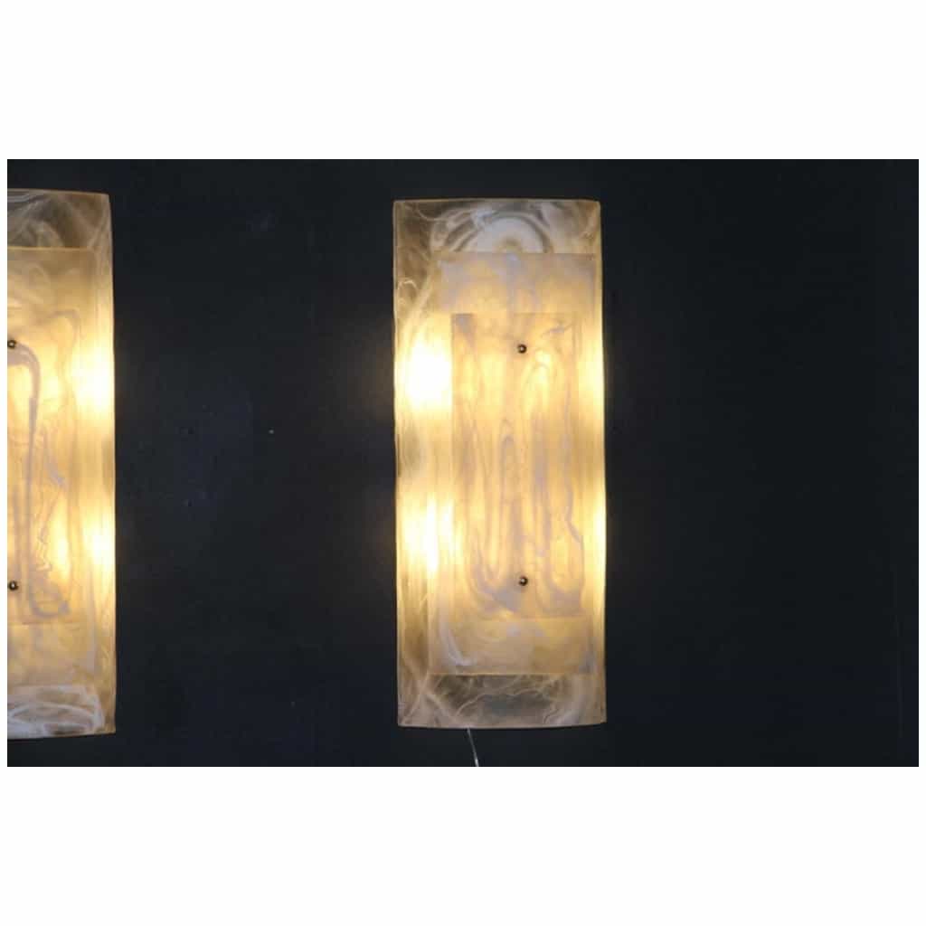 Pair of Large Murano Glass Sconces with Alabaster Decor 6