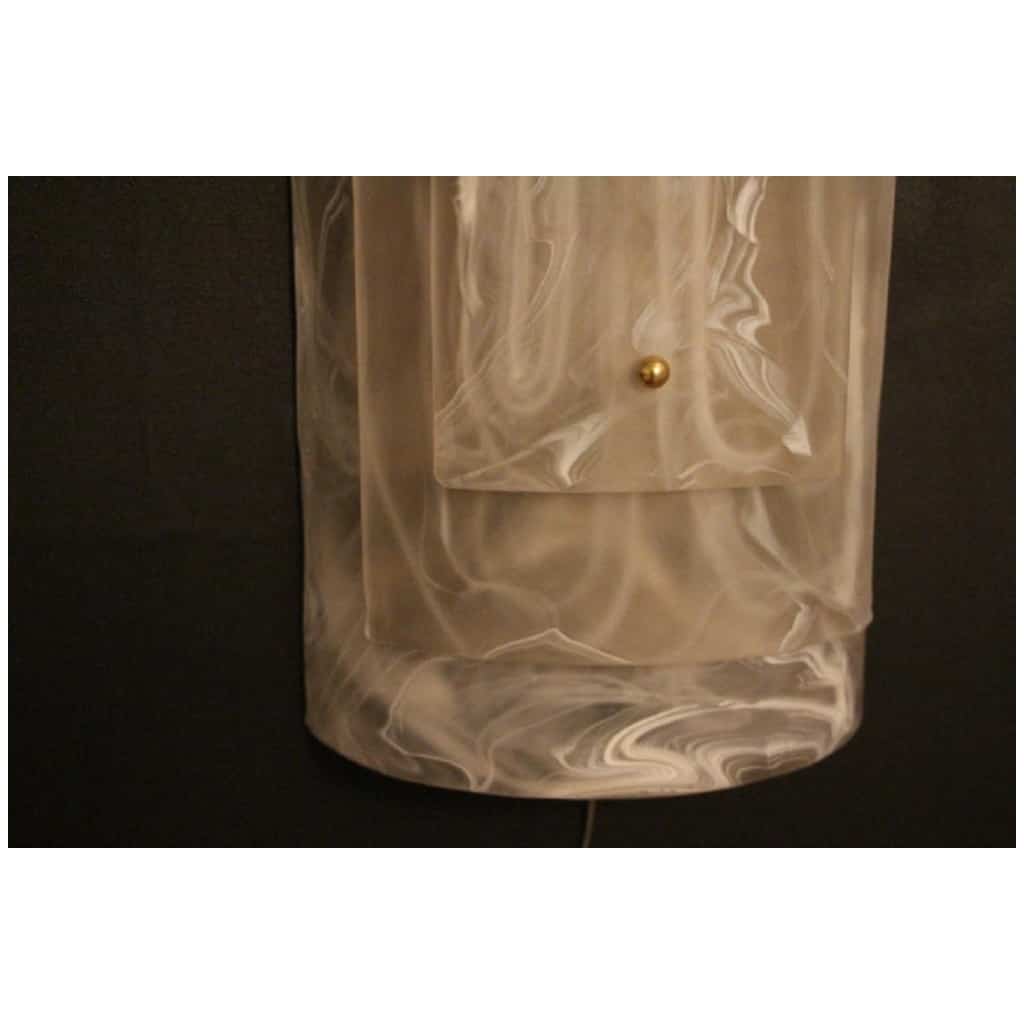 Pair of Large Murano Glass Sconces with Alabaster Decor 11