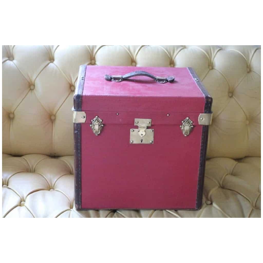 Hat trunk, 30s red canvas travel trunk 3