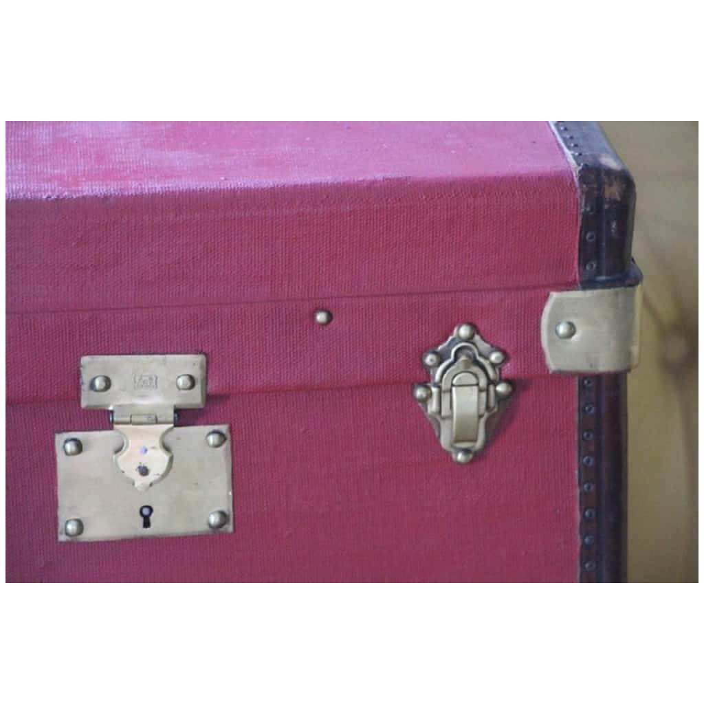 Hat trunk, 30s red canvas travel trunk 6
