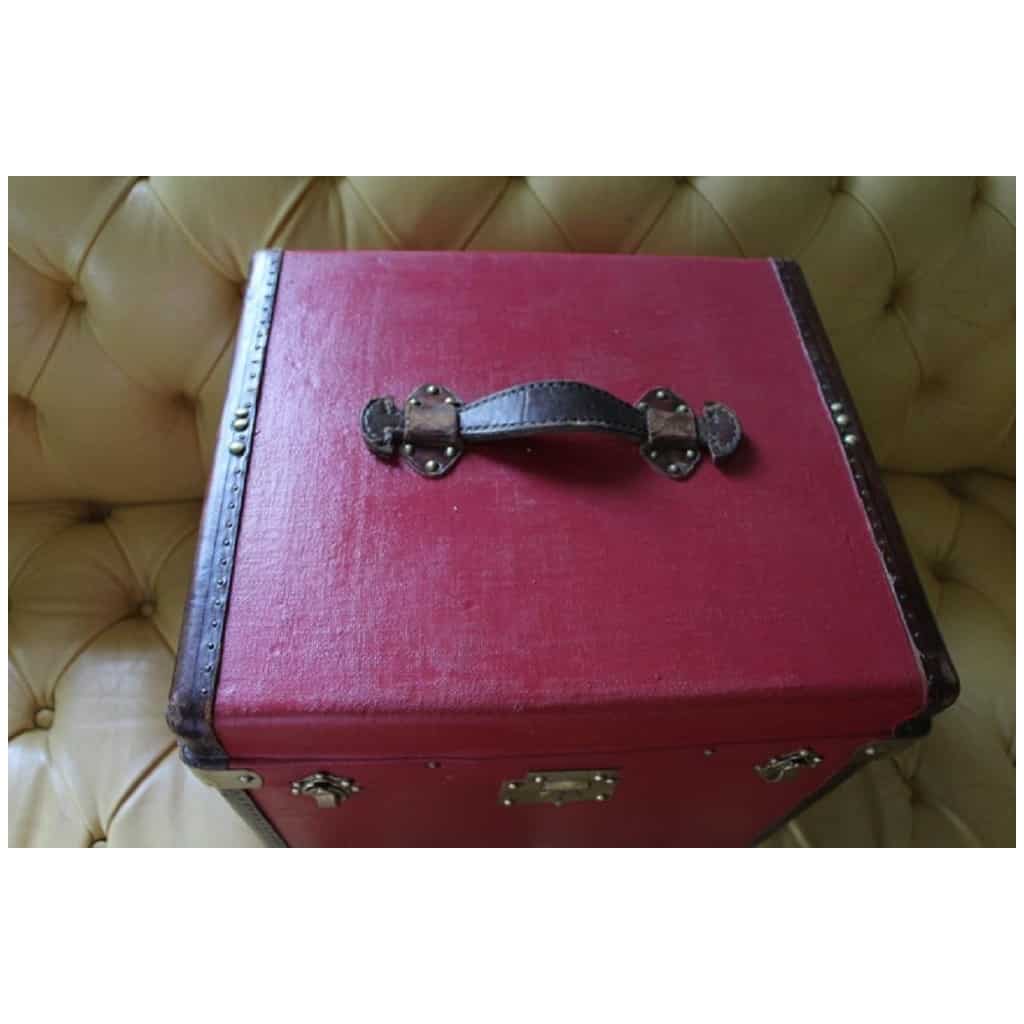 Hat trunk, 30s red canvas travel trunk 7