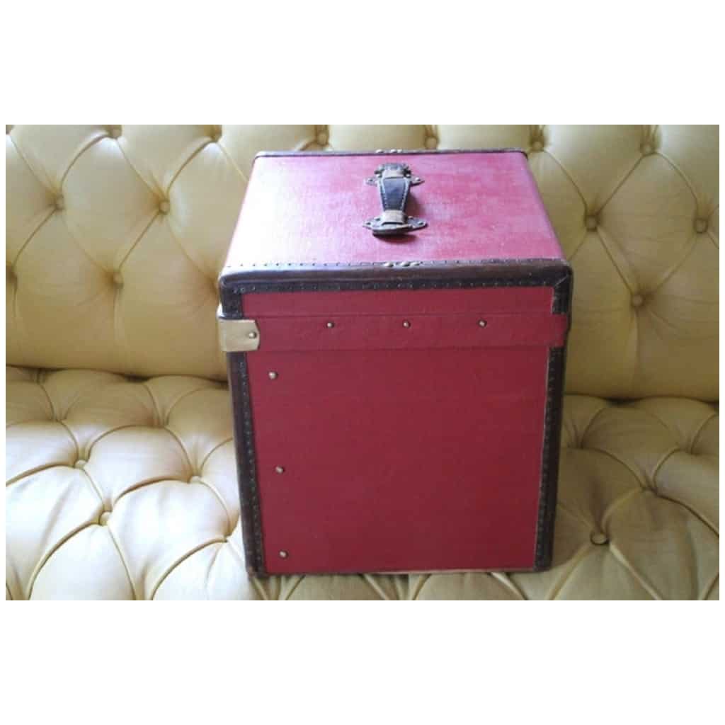 Hat trunk, 30s red canvas travel trunk 9