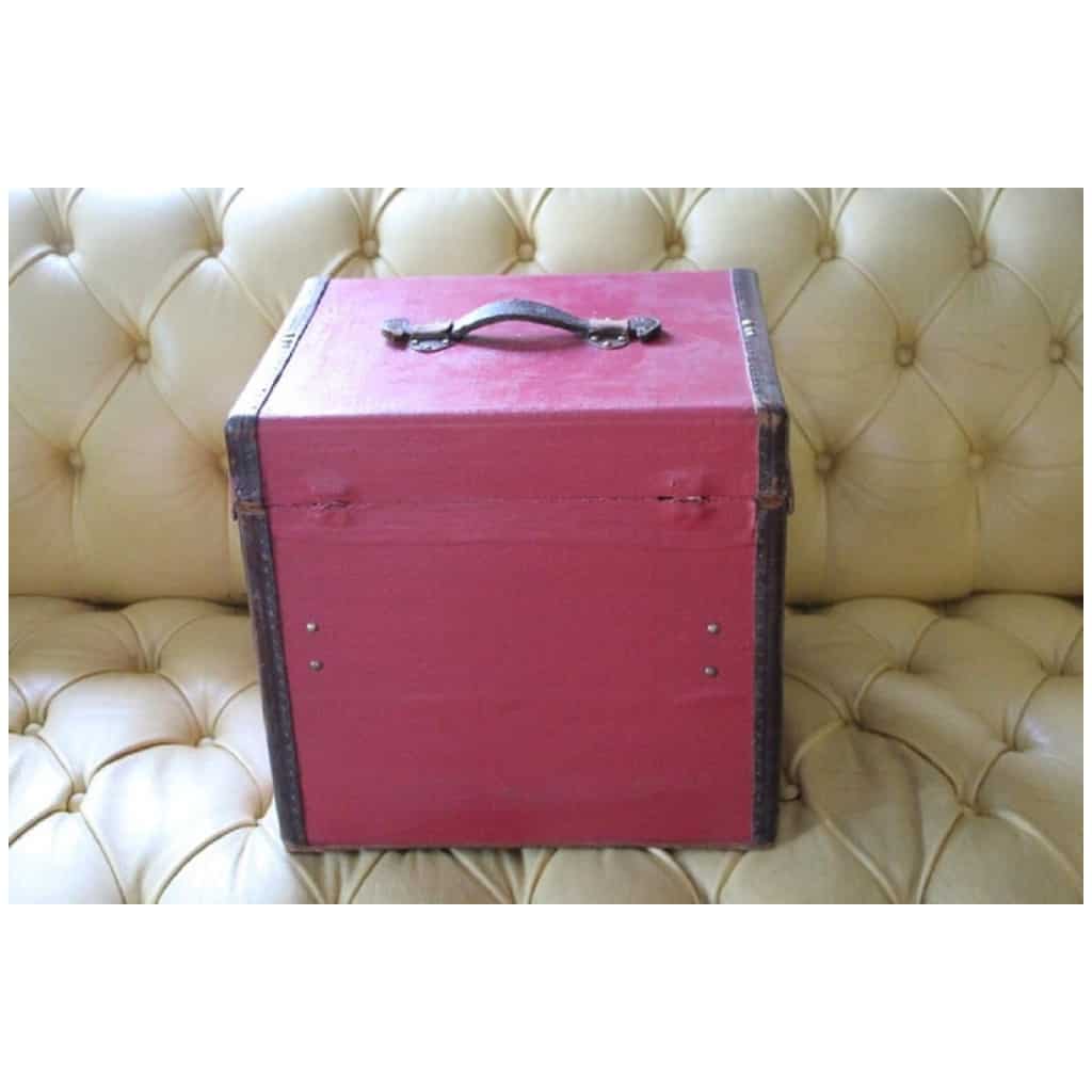 Hat trunk, 30s red canvas travel trunk 10