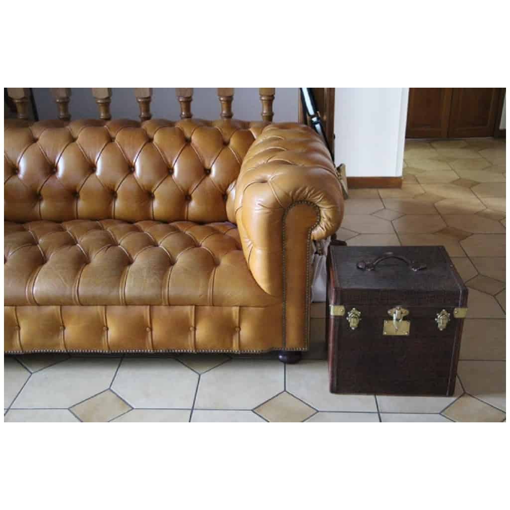 1930s brown “Cube Shape” hat trunk, brown travel trunk 16