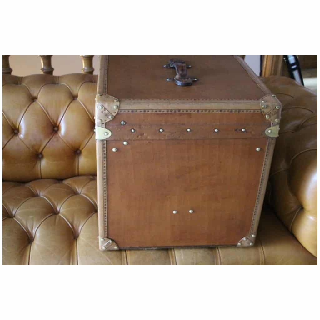 Large Brown “Cube Shape” Hat Trunk, Brown Travel Trunk 7
