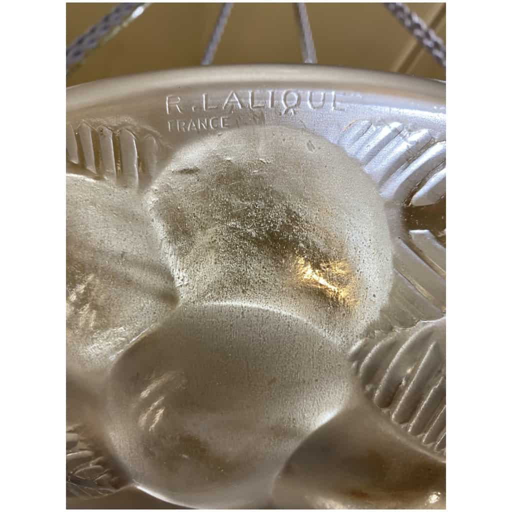 1929 René Lalique – Suspension Plafonnier Lustre Lausanne Verre Blanc 5