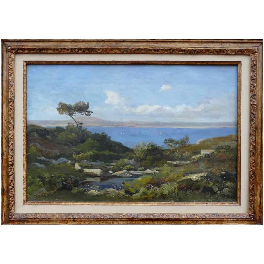 LANSYER Emmanuel Painting 19th Century Mediterranean Landscape Oil On Canvas Signed And Dated 7