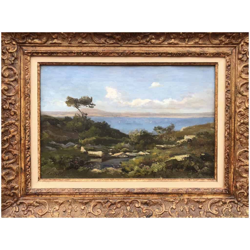 LANSYER Emmanuel Painting 19th Century Mediterranean Landscape Oil On Canvas Signed And Dated 3