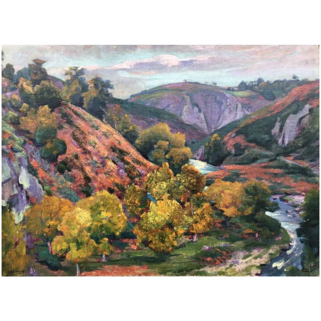 SMITH Alfred Vallée de la Creuse en automne Huile sur toile signée certificat 4