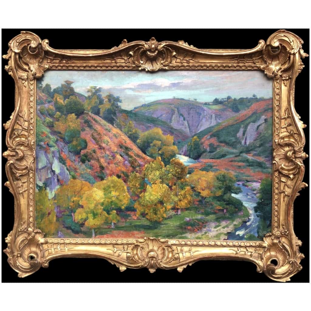 SMITH Alfred Vallée de la Creuse en automne Huile sur toile signée certificat 7