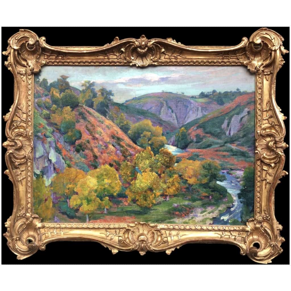 SMITH Alfred Vallée de la Creuse en automne Huile sur toile signée certificat 7