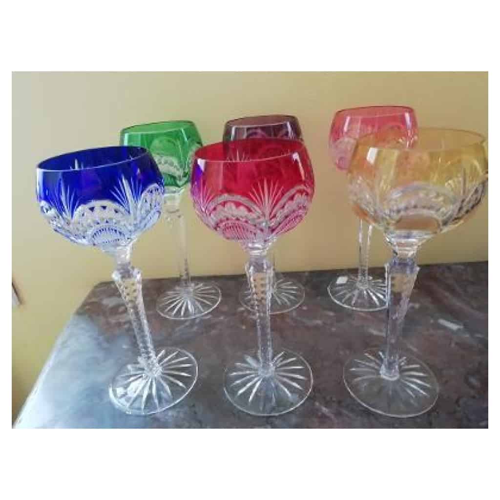 6 LARGE BEAUTIFUL CRYSTAL GLASSES ROEMER COLOR SIZE 4