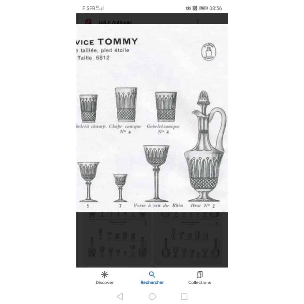 6 coupes à champagne + 10 coupes , verres à eau , verres à vin en cristal Saint Louis modèle Tommy 7