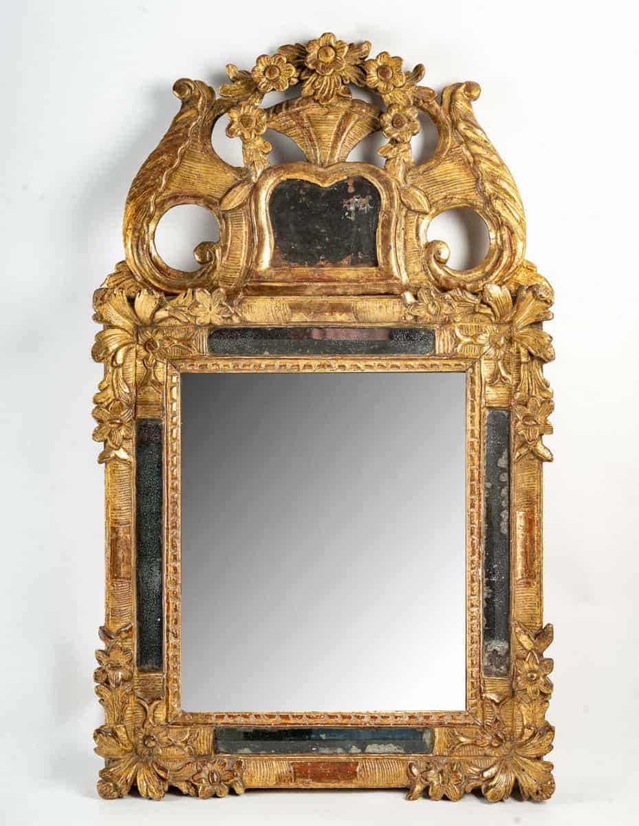 Mirror in lacquer and straw marquetry, Louis XIV period. - Ref.100911