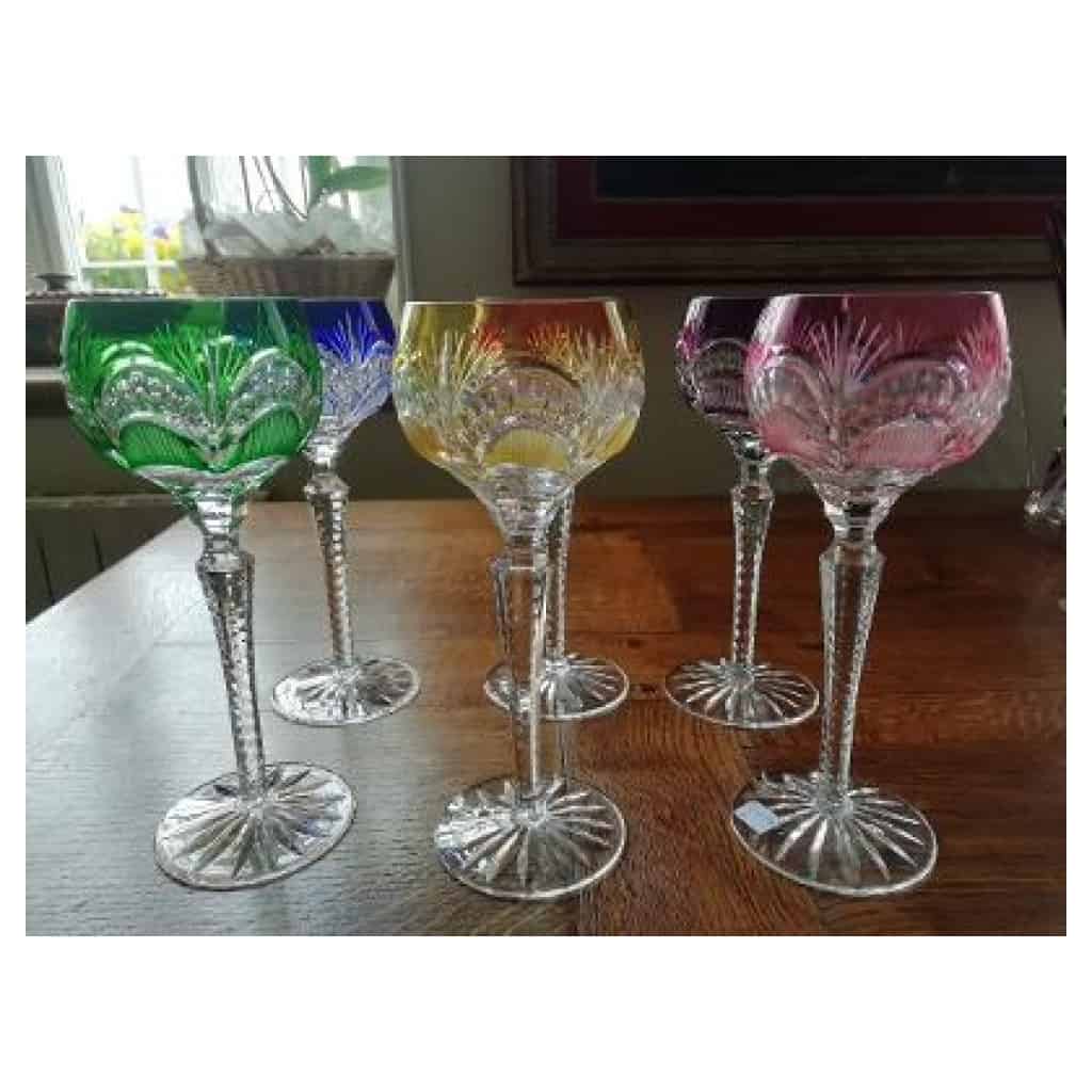 6 LARGE BEAUTIFUL CRYSTAL GLASSES ROEMER COLOR SIZE 5