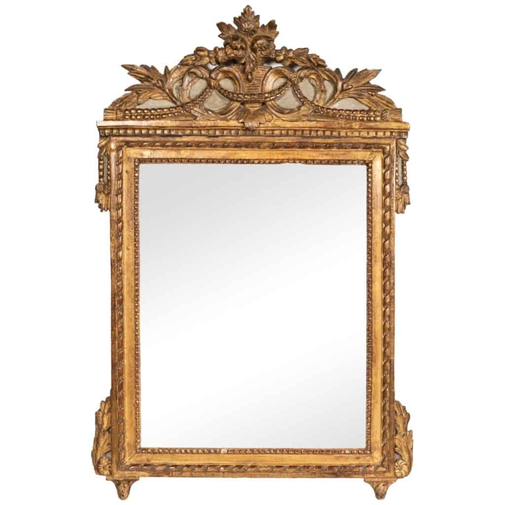 Miroir En Bois Doré Sculpté d’époque Louis XVI 3