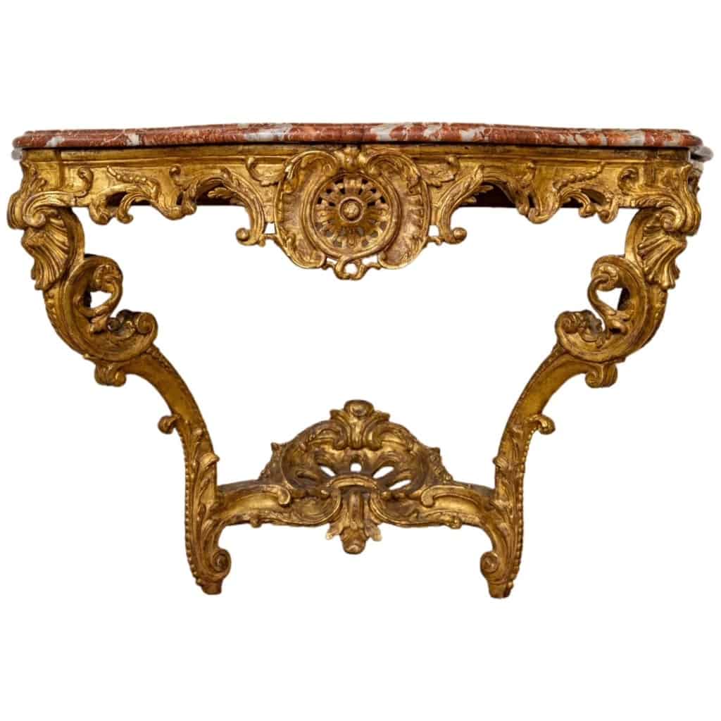 Console en bois sculpté et doré d’époque Régence, début du XVIIIème siècle 4