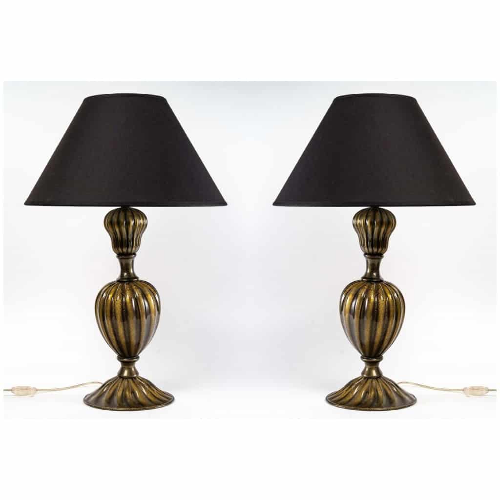 Paire de lampes balustres en verre de Murano, années 1950 3