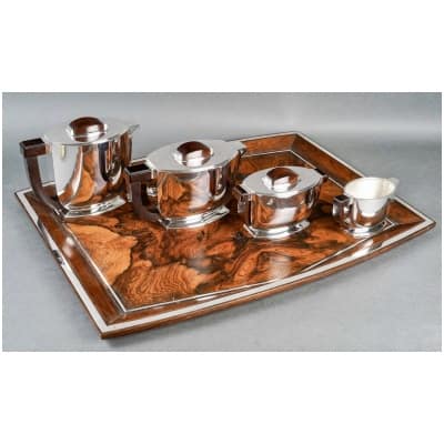 1934 Tetard Frères Et Louis Tardy – Service à Thé Et à Café Argent Massif Et Palissandre