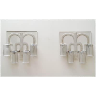 1928 René Lalique – Paire d’Appliques Saint Nabor Verre Blanc