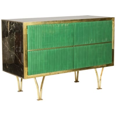 Glass and gilded brass sideboard, 1970s