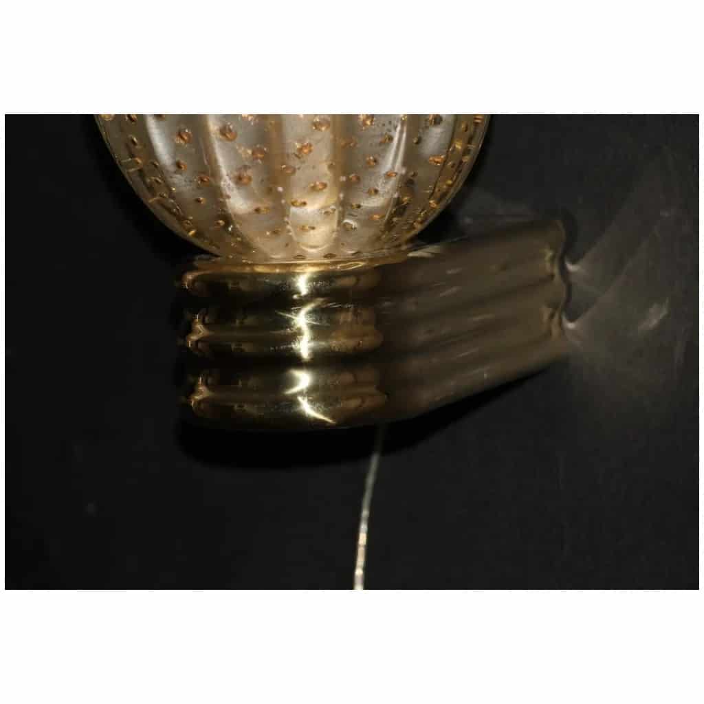 Murano Pulegoso gold glass sconces in Barovier style with gold glitter inclusions 5
