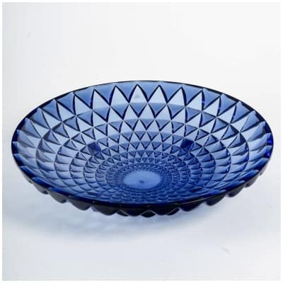 1930 René Lalique – Coupe Rosaces Verre Bleu Saphir