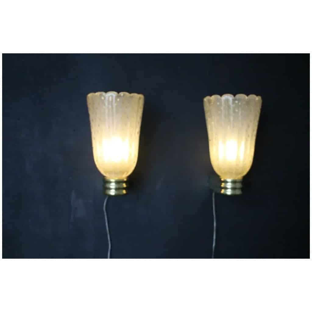 Murano Pulegoso gold glass sconces in Barovier style with gold glitter inclusions 7