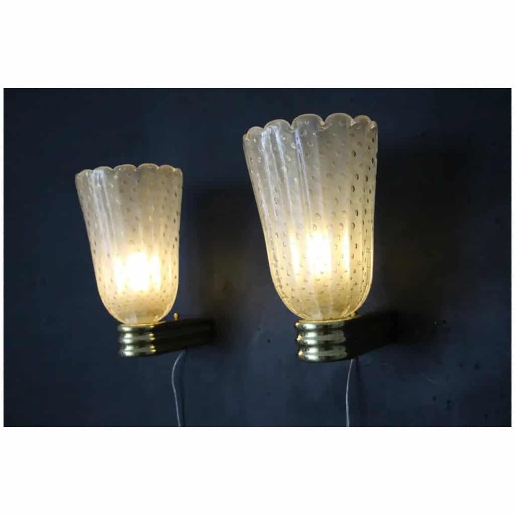 Murano Pulegoso gold glass sconces in Barovier style with gold glitter inclusions 8