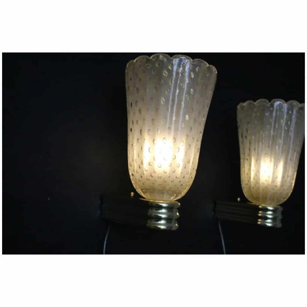 Murano Pulegoso gold glass sconces in Barovier style with gold glitter inclusions 9