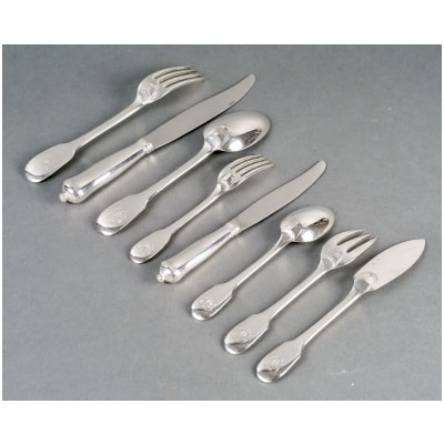 Puiforcat – Ménagère Louvois Argent Massif – 96 Pièces