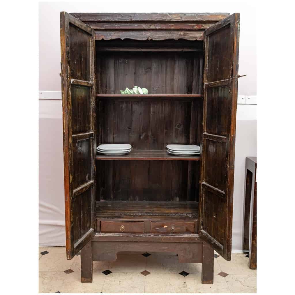 Antique Chinese carved elm cabinet 4