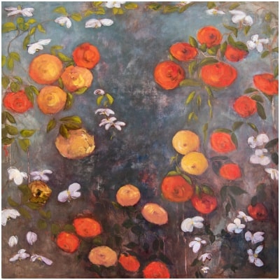 Tableau à l’huile intitulé « Les Fleurs du Bien n°26 » du peintre Isabelle Delannoy
