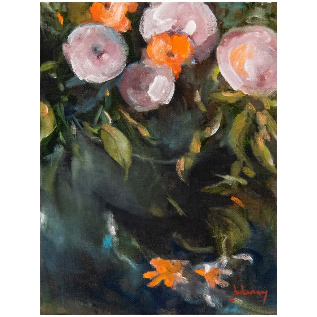 Oil painting entitled "The Flowers of Good n°13" by the painter Isabelle Delannoy 3