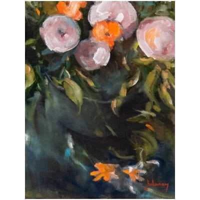Oil painting entitled "The Flowers of Good n°13" by the painter Isabelle Delannoy