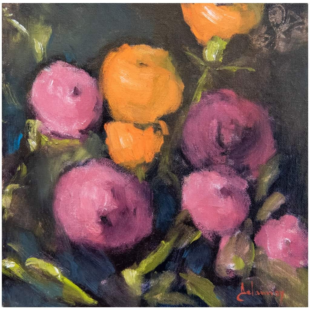 Oil painting entitled "The Flowers of Good n°12" by the painter Isabelle Delannoy 3