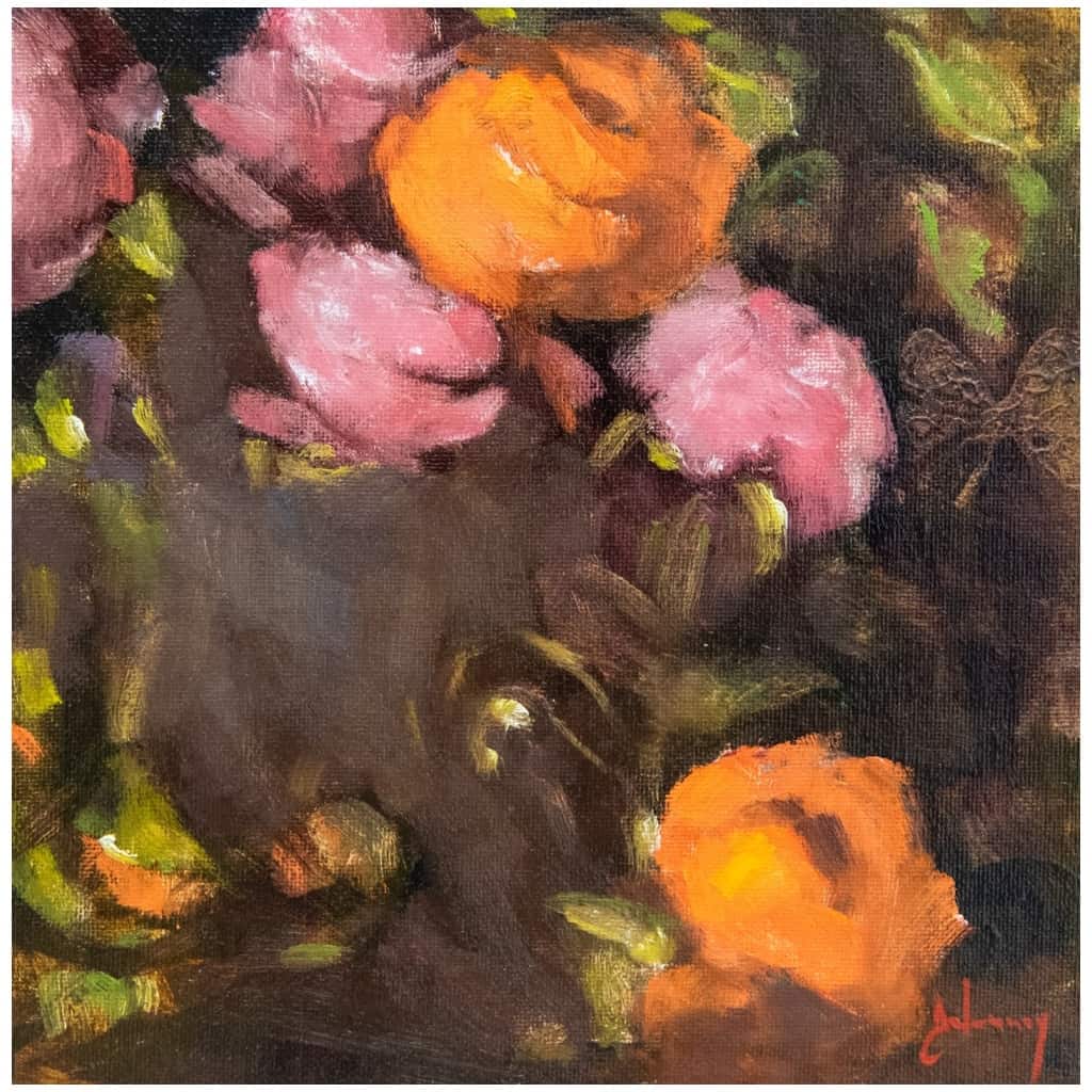 Oil painting entitled "The Flowers of Good n°7" by the painter Isabelle Delannoy 3