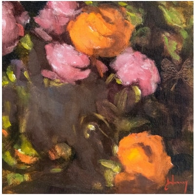 Tableau à l’huile intitulé « Les Fleurs du Bien n°7 » du peintre Isabelle Delannoy