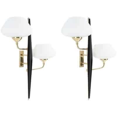 1950 Large pair of wall sconces from Maison Arlus