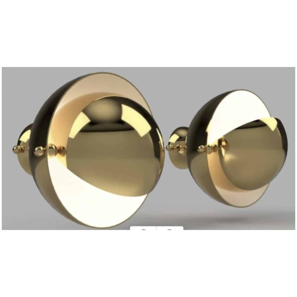 Pair of spherical sconces in gilded brass, Vingtième édition, Paris 4