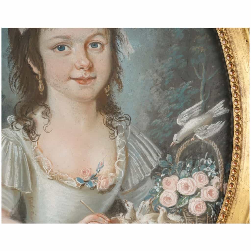 Portrait of a young girl with a pink ribbon. 5