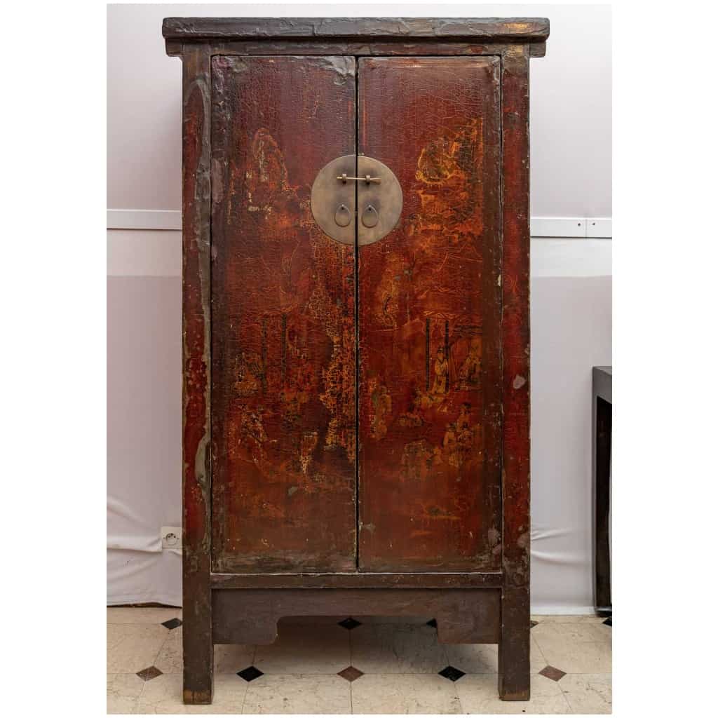 Antique Chinese carved elm cabinet 8