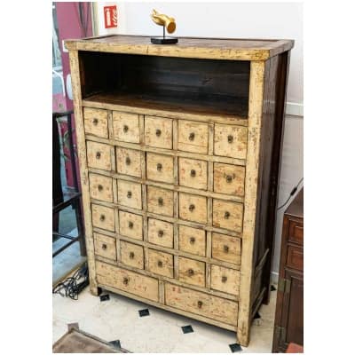 Ancient chinese calligraphy apothecary cabinet