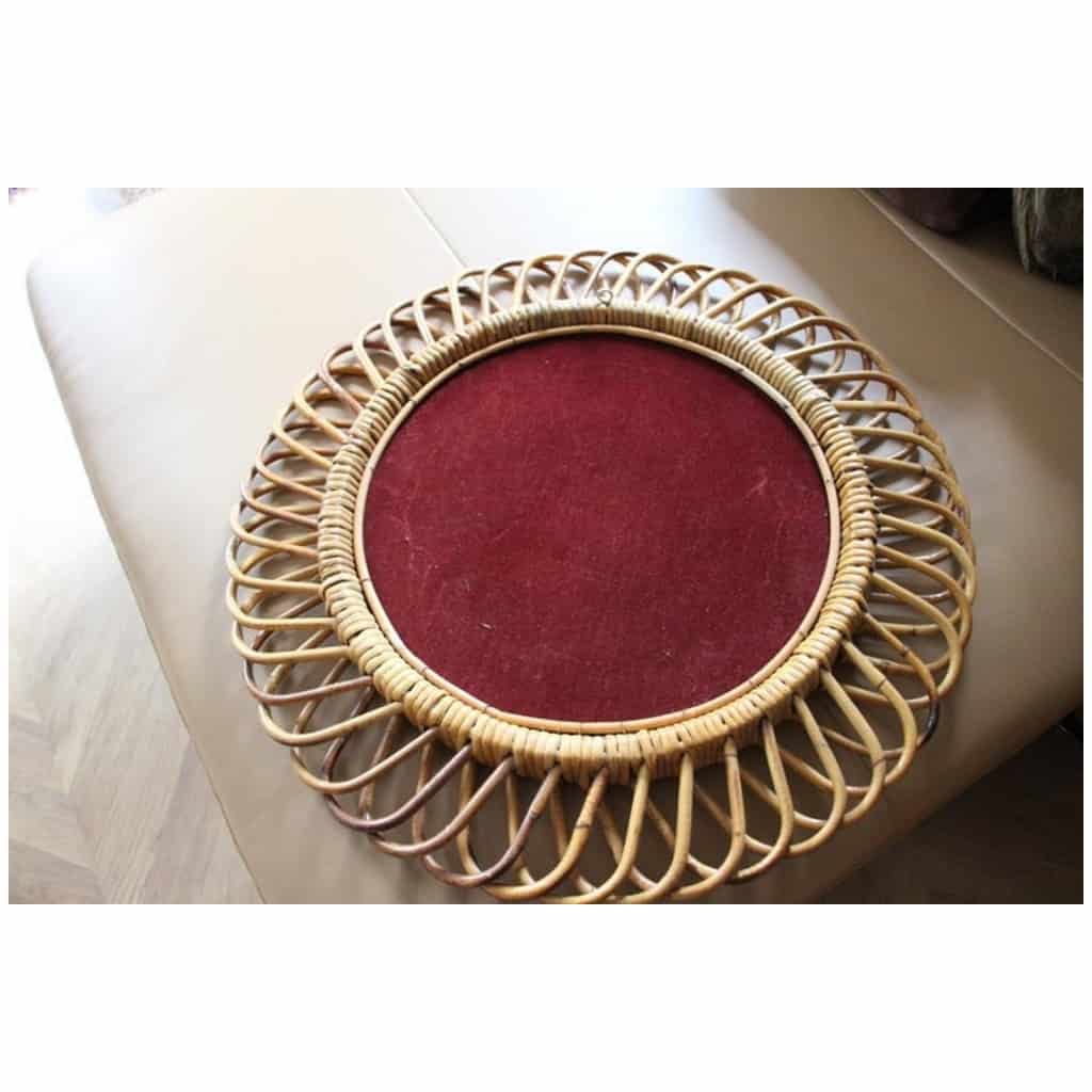 Round wall mirror by Franco Albini in rattan and bamboo from the 1960s 11