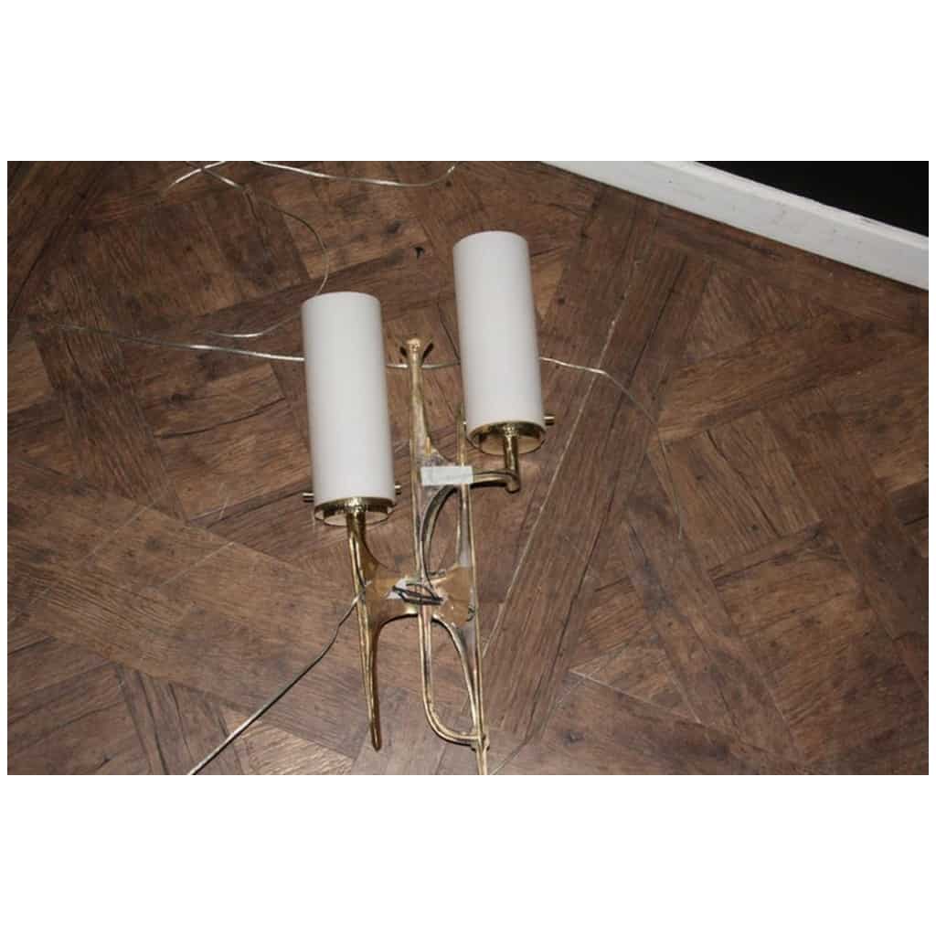 Modern Midcentury Pair of Maison Arlus style bronze wall sconces by Felix Agostini 18