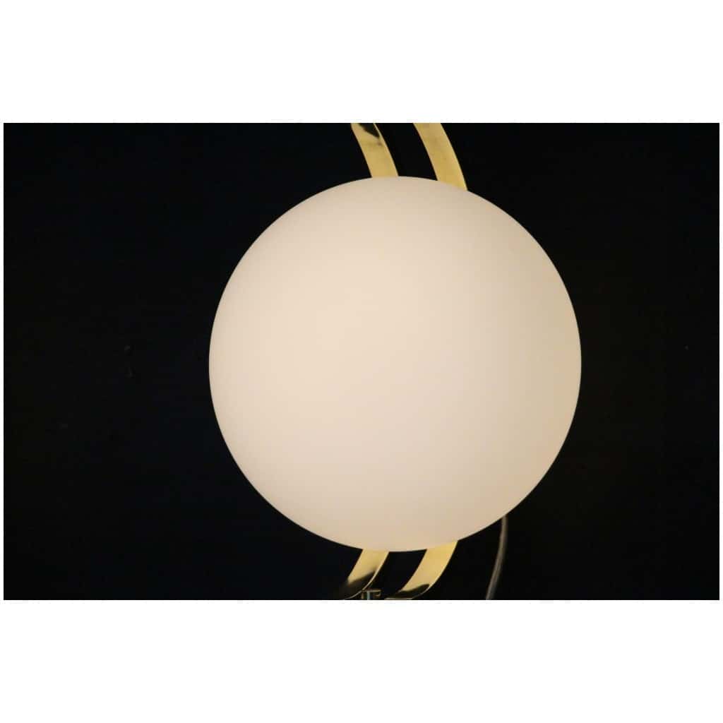 Paire de globes modernes en laiton et verre de Murano blanc, style Stilnovo 13